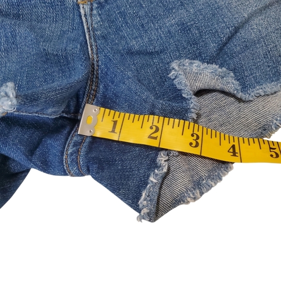 FRAME Le Cutoff Denim Jean Shorts 30 Raw Fray Hem Blue Mid Rise Casual Summer - Picture 12 of 16